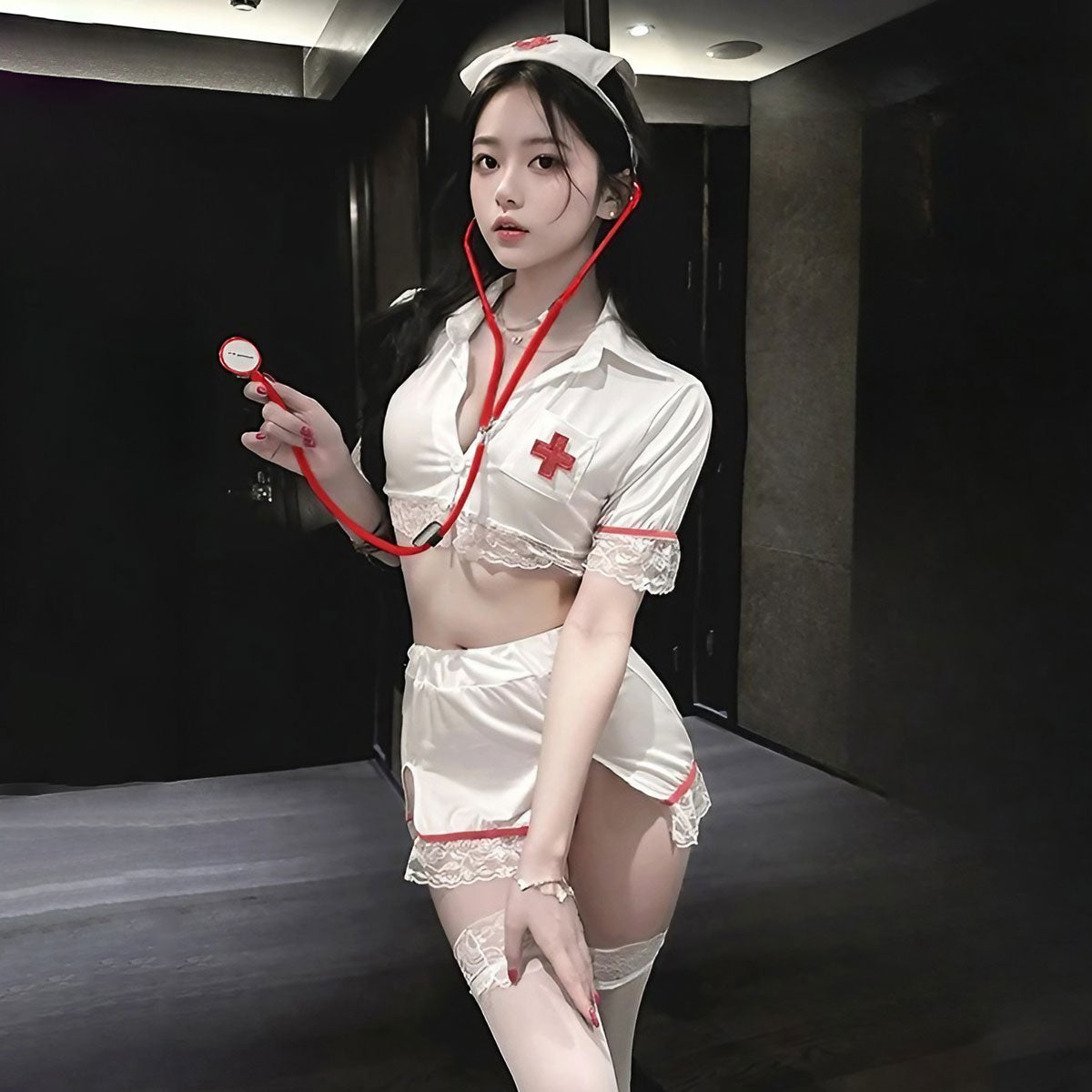 Lingerie Costume Nurse Two Pieces Lace Lower UC1145