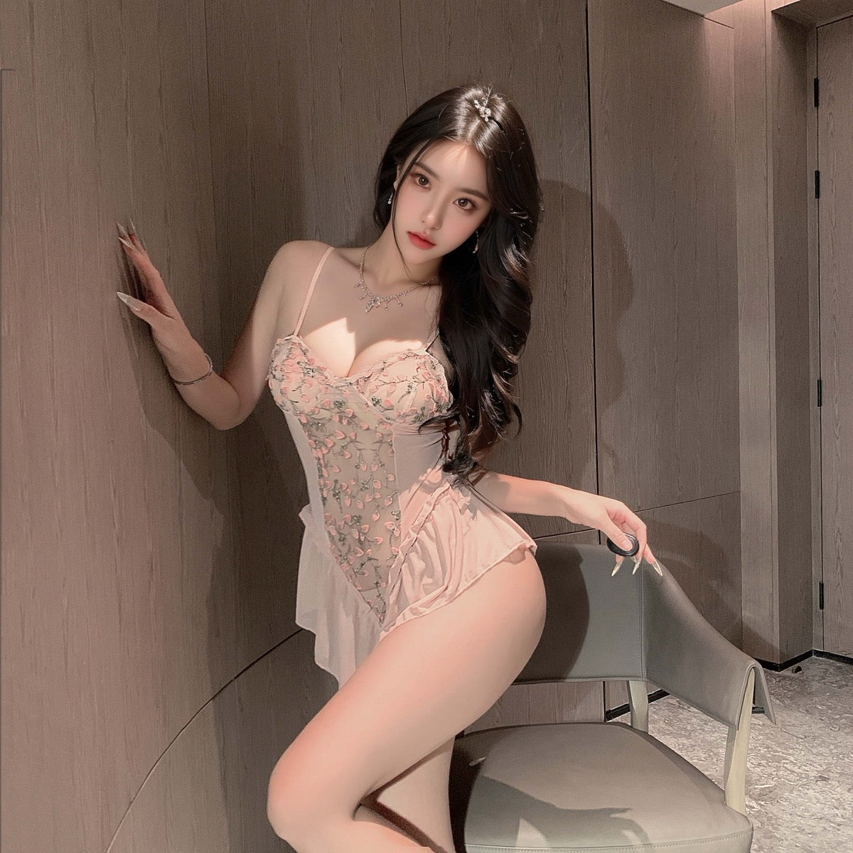 Lingerie Teddy Embroidery Floral Skirt UD1207