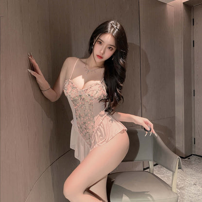 Lingerie Teddy Embroidery Floral Skirt UD1207