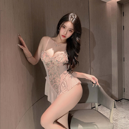 Lingerie Teddy Embroidery Floral Skirt UD1207