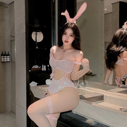 Lingerie Costume Bunny Teddy Fur Ball UD1255