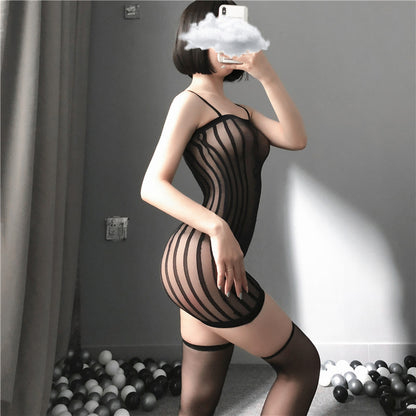 Lingerie Bodystocking Chemise Stripes UG0496