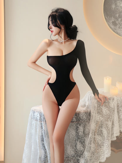 Lingerie Bodystocking Teddy One Shoulder Sleeve UG5168