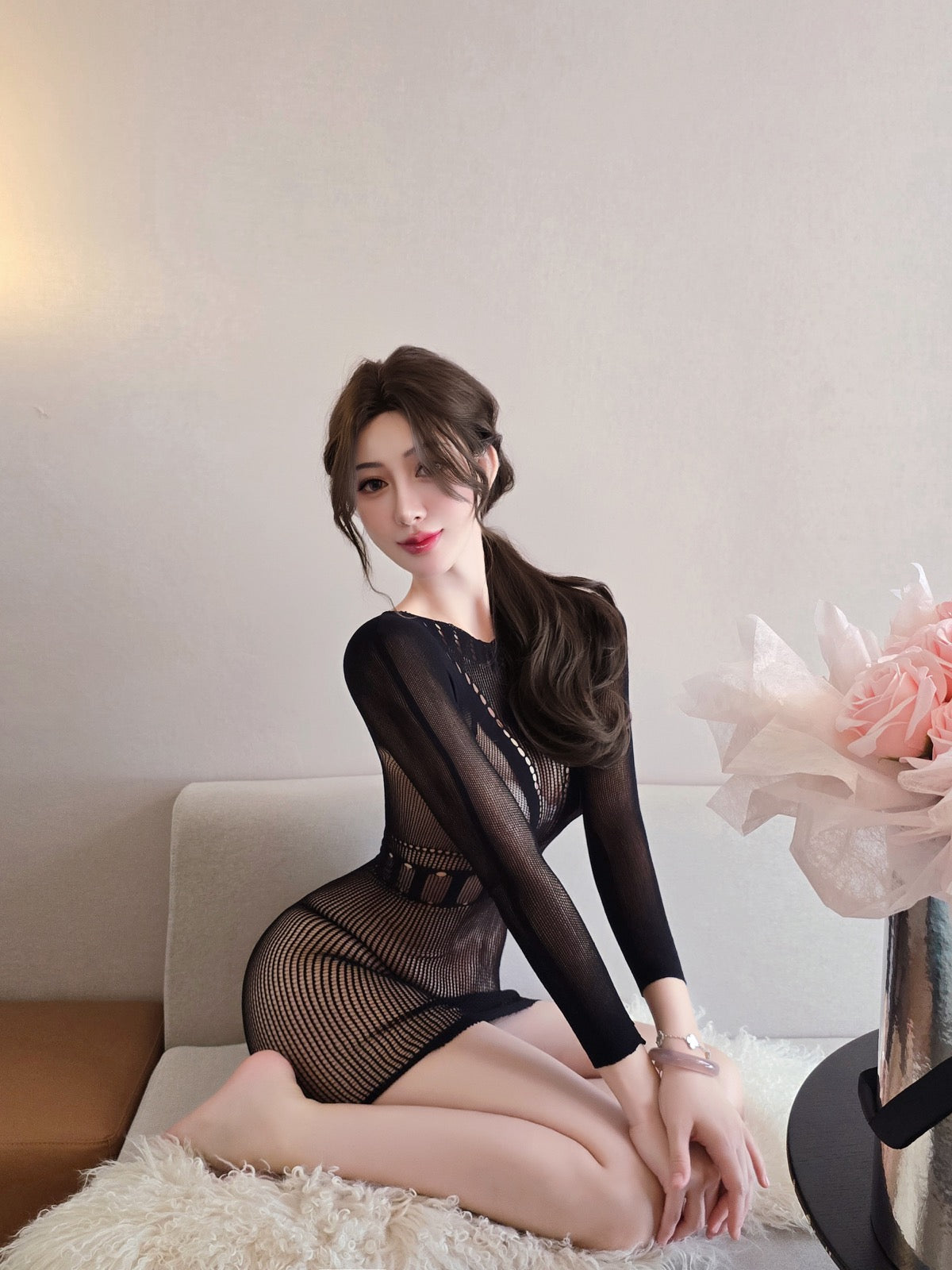 Lingerie Bodystocking Chemise Long Sleeves UG5334