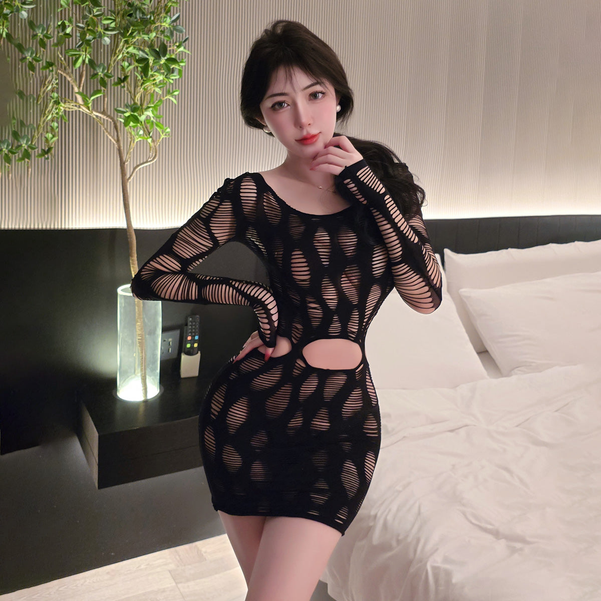 Lingerie Bodystocking Chemise Long Sleeves UG5394