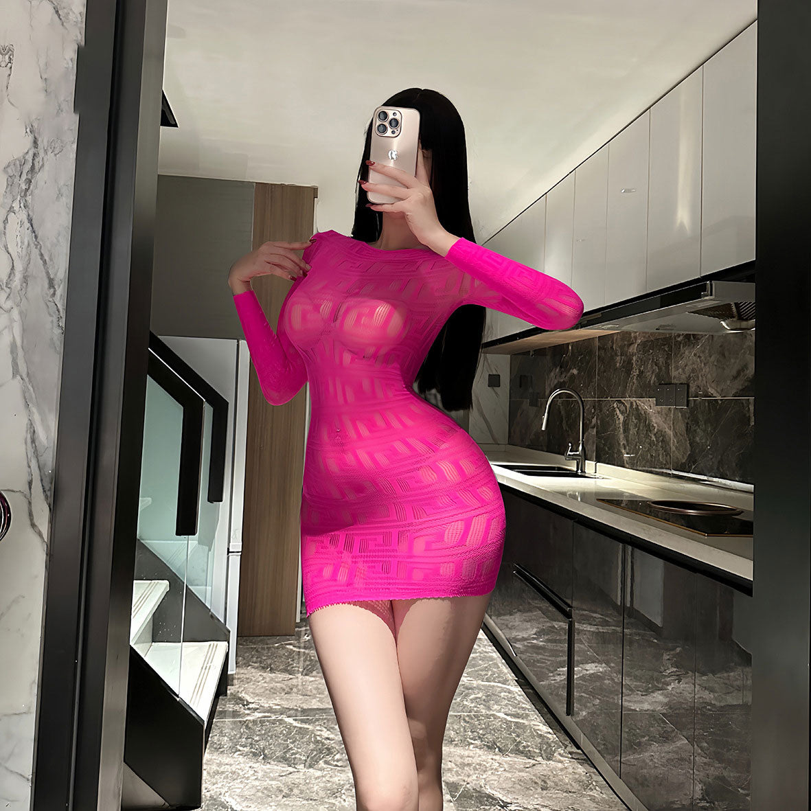 Lingerie Bodystocking Chemise Long Sleeve UG9010