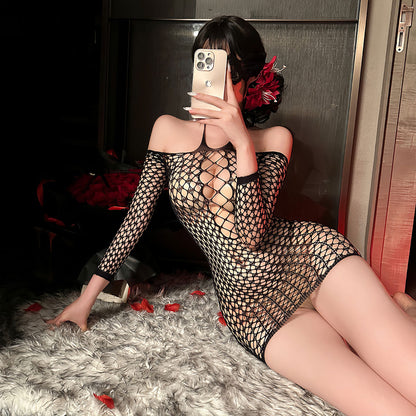 Lingerie Bodystocking Chemise Long Sleeves Halter UG9036
