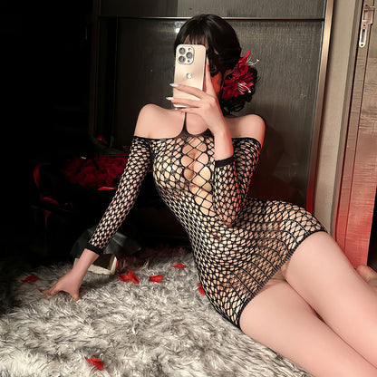 Lingerie Bodystocking Chemise Long Sleeves Halter UG9036