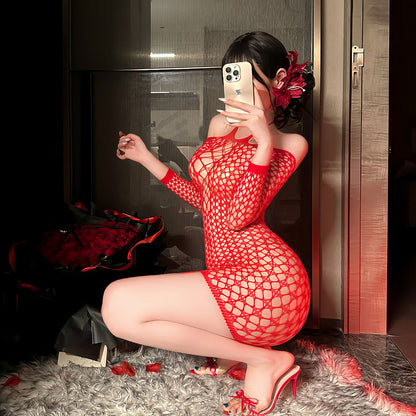 Lingerie Bodystocking Chemise Long Sleeves Halter UG9036
