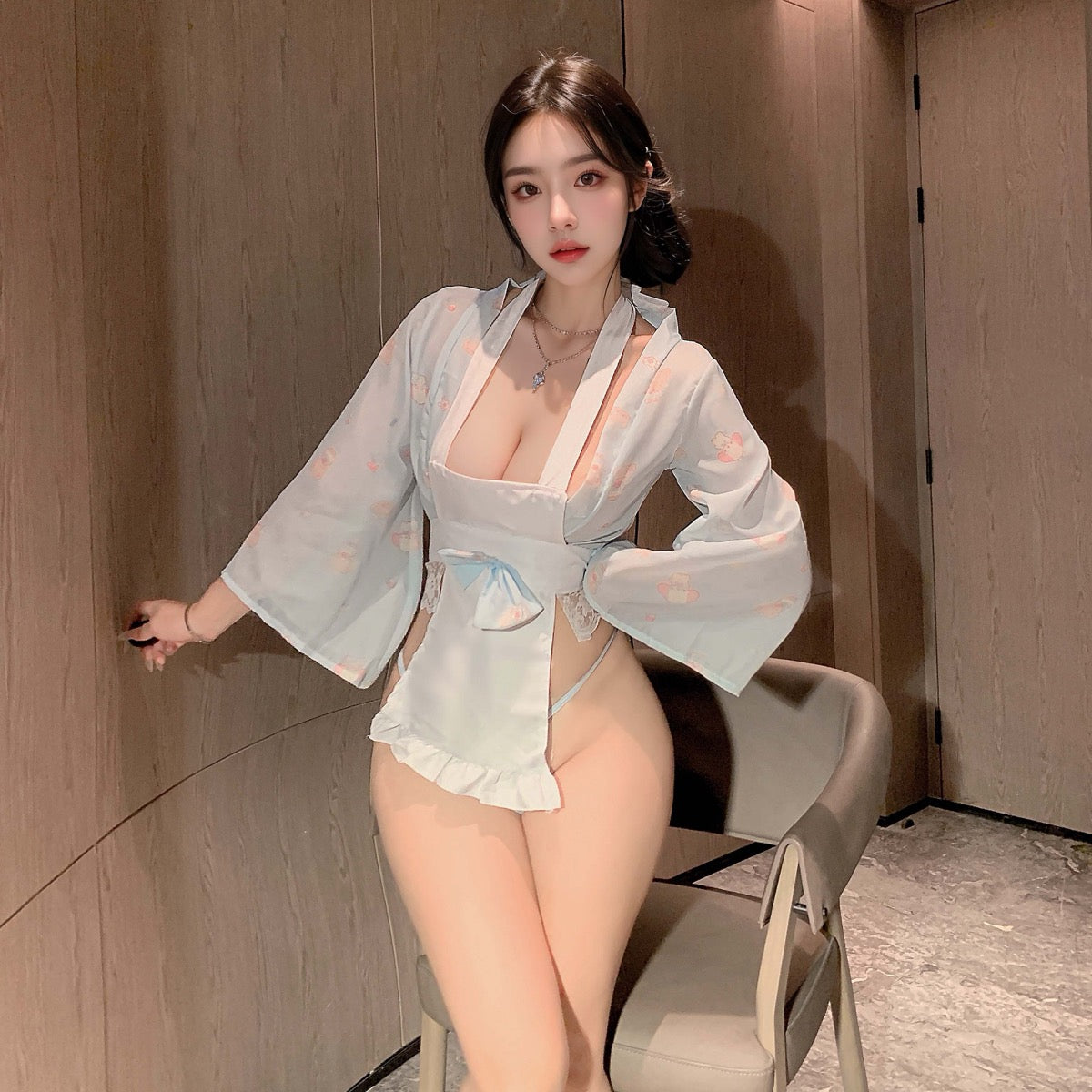 Lingerie Kimono Camisole Top Pattern Long Sleeves UL1565