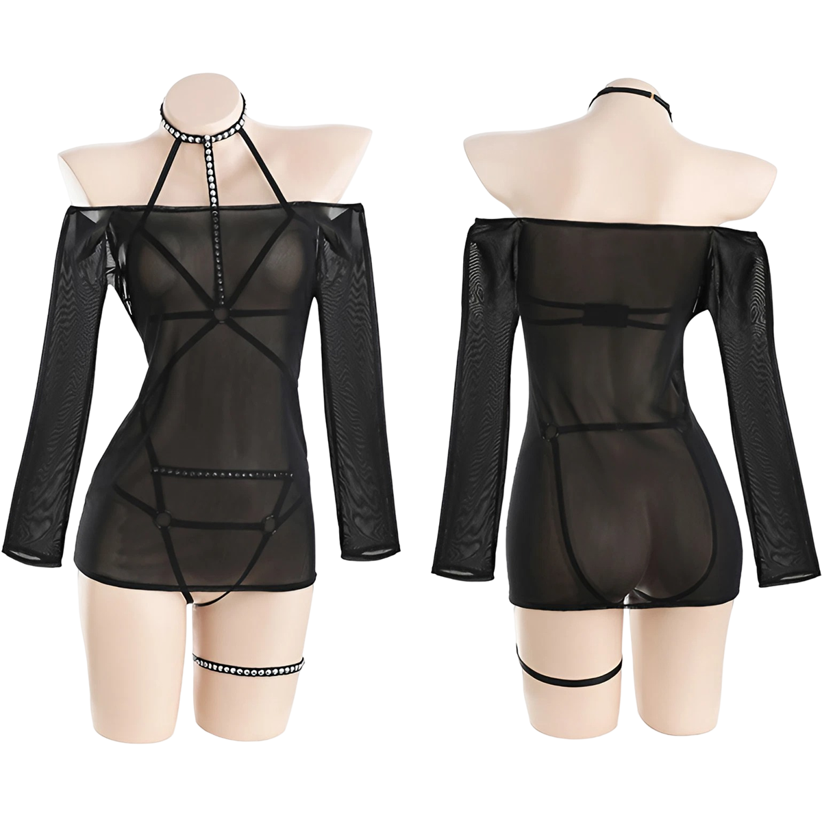 Lingerie Chemise Long Sleeves and Teddy Strings UM0292