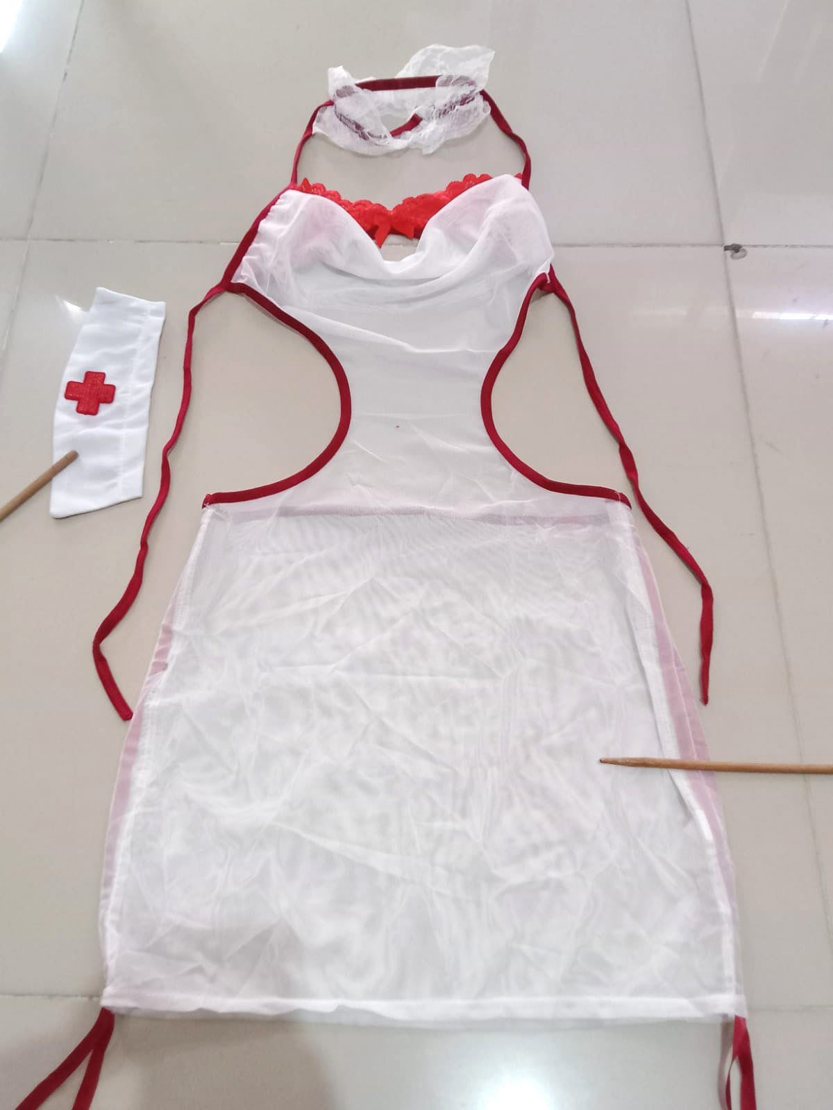 Lingerie Costume Nurse Chemise Top Lace UM0884