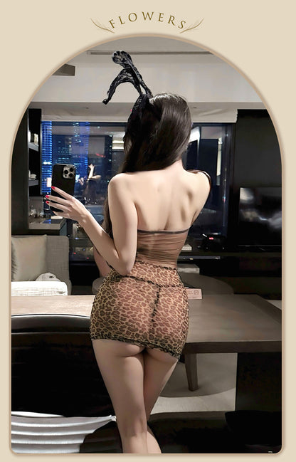 Lingerie Chemise Leopard Bow UM0933