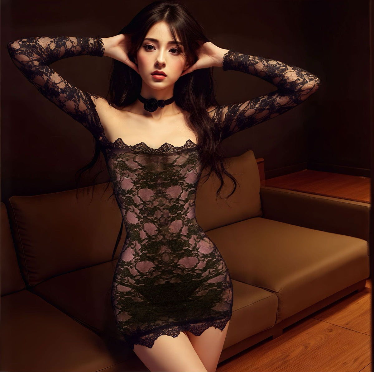 Lingerie Chemise Lace Strapless UM1174