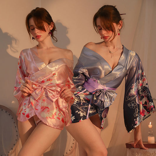 Lingerie Robe Kimono Flower Pattern UN1168
