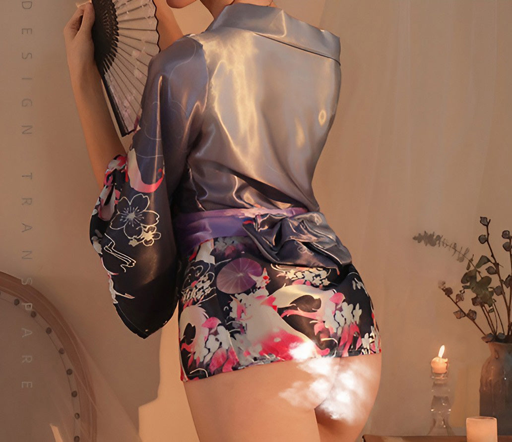 Lingerie Robe Kimono Flower Pattern UN1168