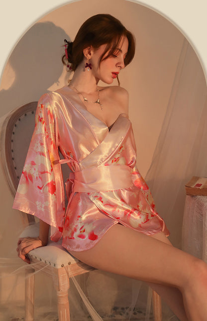 Lingerie Robe Kimono Flower Pattern UN1168