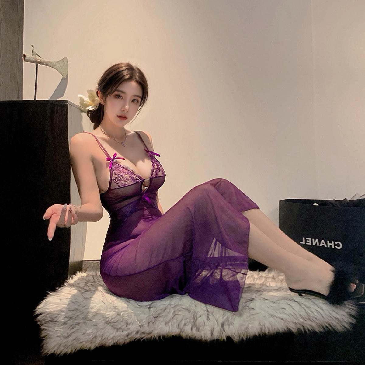 Lingerie Babydoll Long Lace Chest and Underbust UO1150