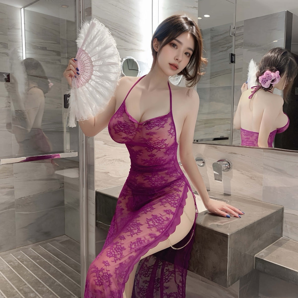 Lingerie Babydoll Long One Side Slit UO1227