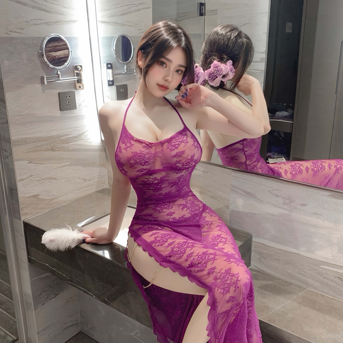 Lingerie Babydoll Long One Side Slit UO1227