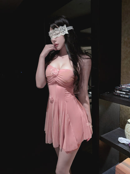 Lingerie Babydoll Ruffled Chest Flower UY0177