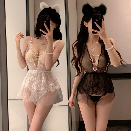 Lingerie Babydoll Deep V Pearl Chest UY0208