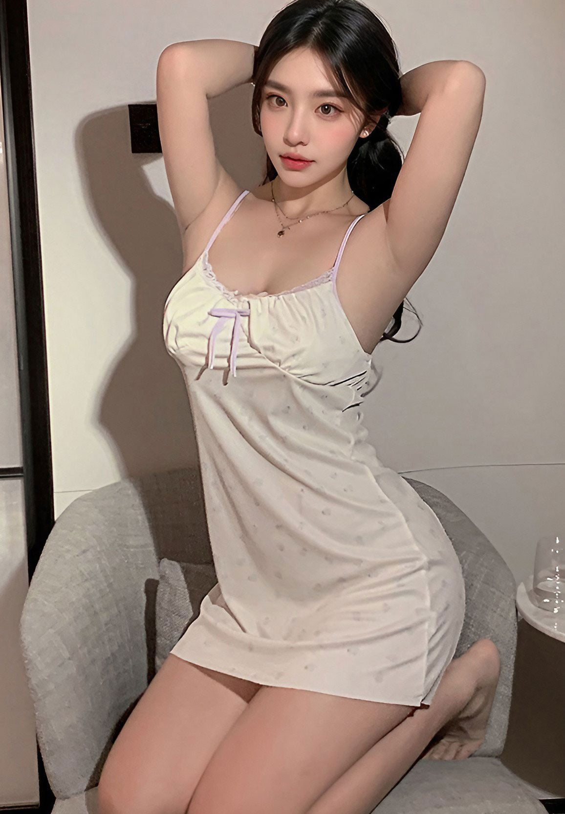 Lingerie Babydoll Lace Top Hem UY0407