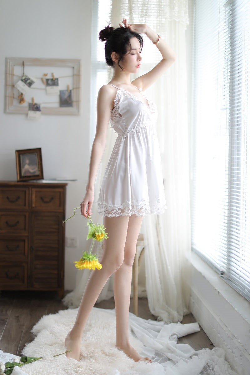 Lingerie Babydoll Deep V Lace Top and Hem UY0508
