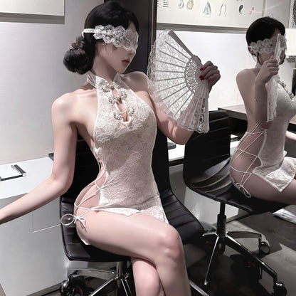 Lingerie Babydoll Strings Sides Halter Cheongsam UY0523