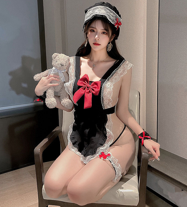 Lingerie Costume Nurse Babydoll Lace Trim X Back UY0792