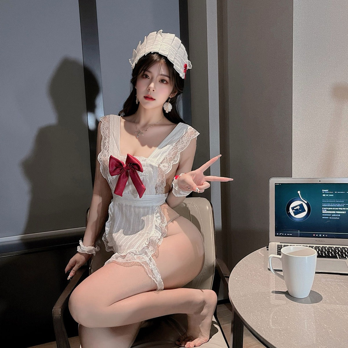 Lingerie Costume Nurse Babydoll Lace Trim X Back UY0792