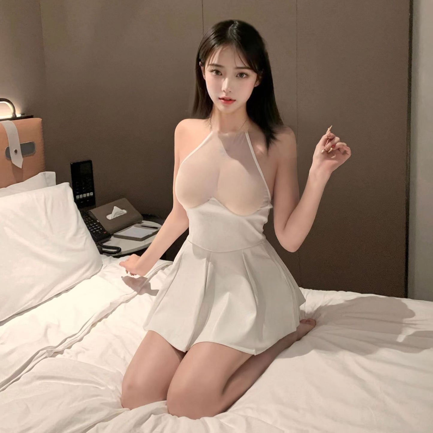 Lingerie Babydoll Sheer Chest Halter UY0926