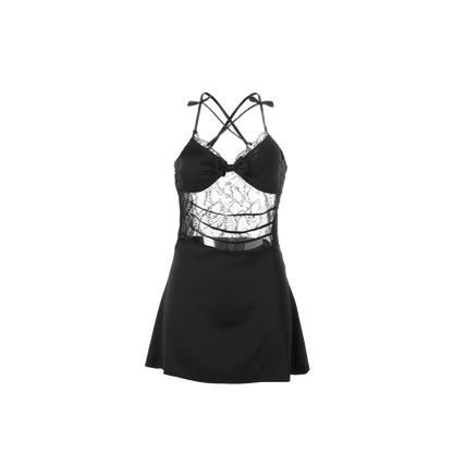 Lingerie Babydoll Strings Belly Lace X Back UY1355