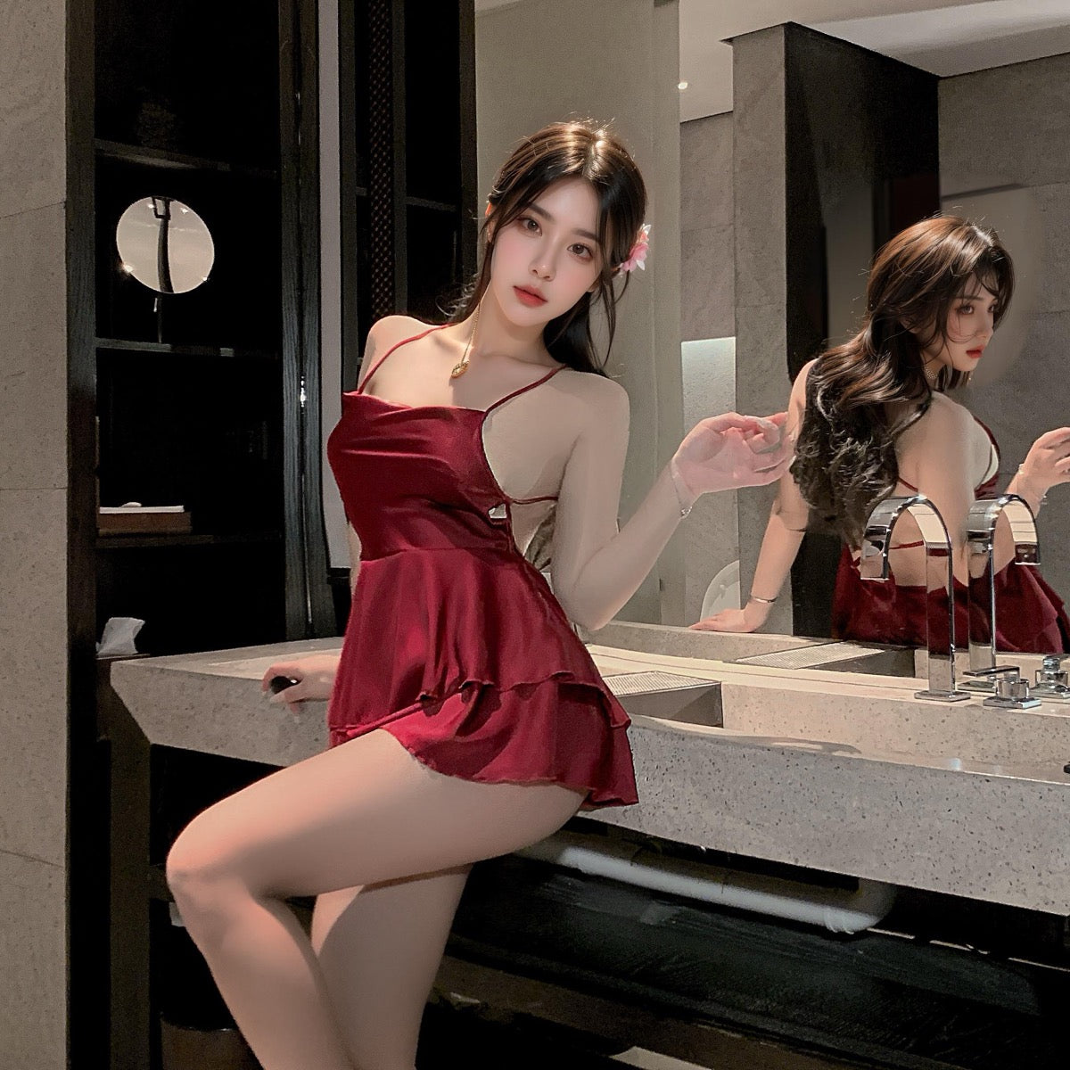 Lingerie Babydoll Layered Skirt X Back UY1403