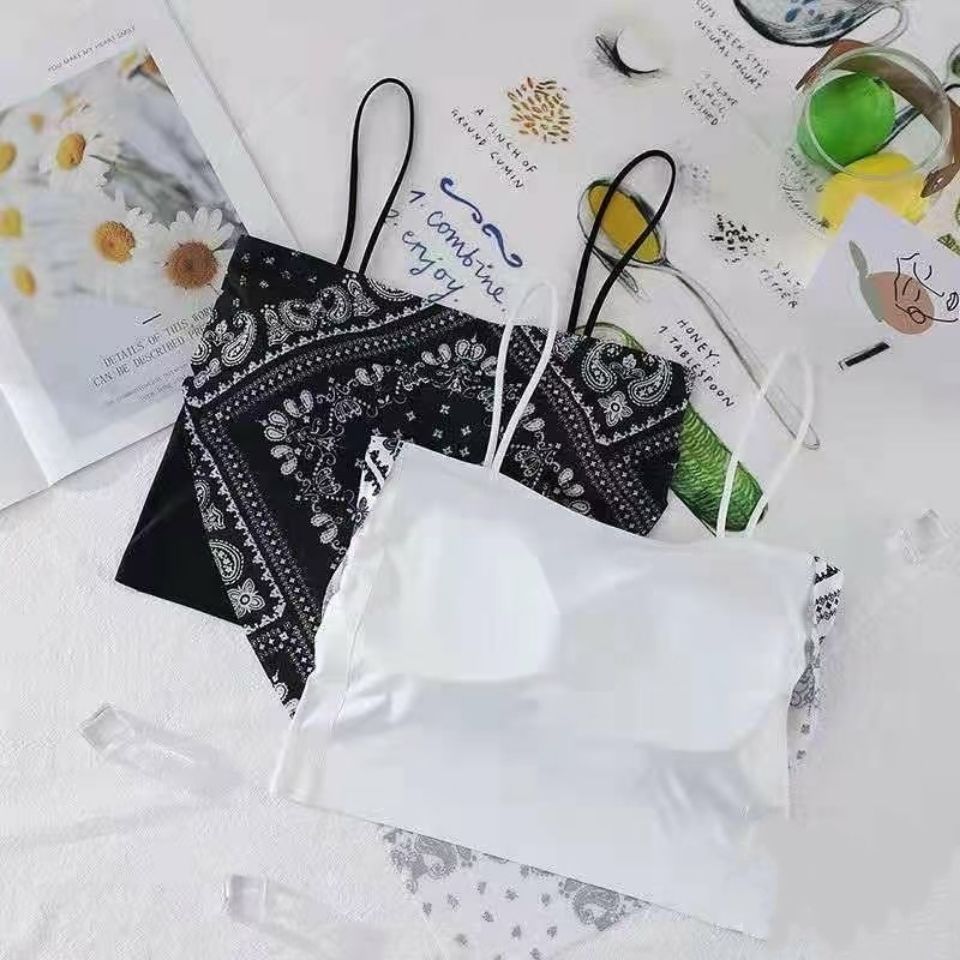 Tank Top Bra Ethnic Style Flower Ice Silk WUT8131