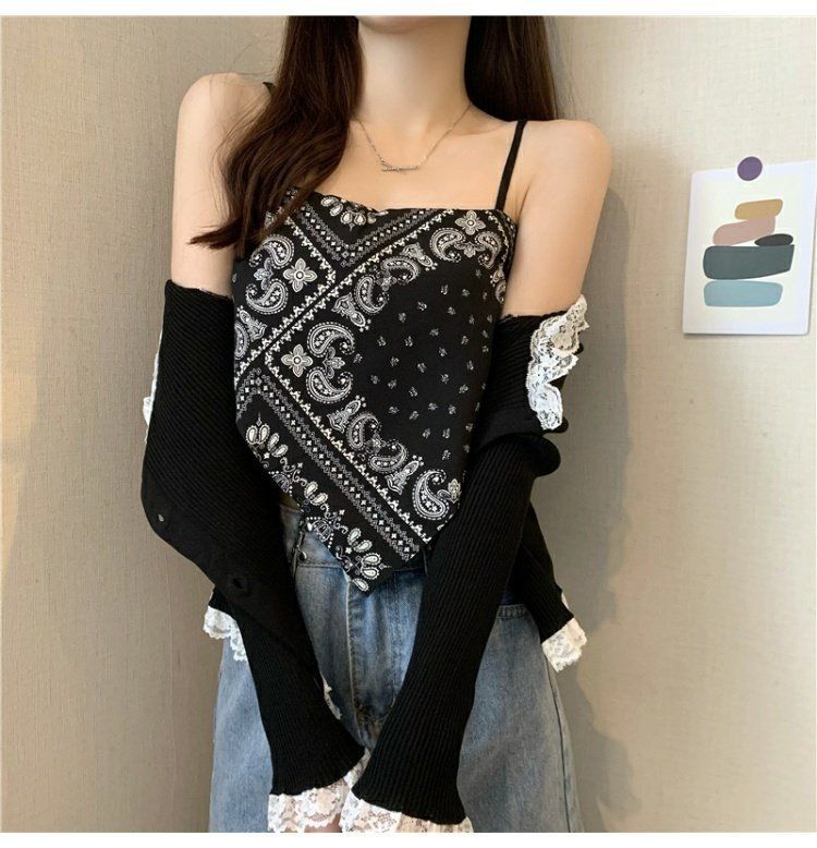 Tank Top Bra Ethnic Style Flower Ice Silk WUT8131