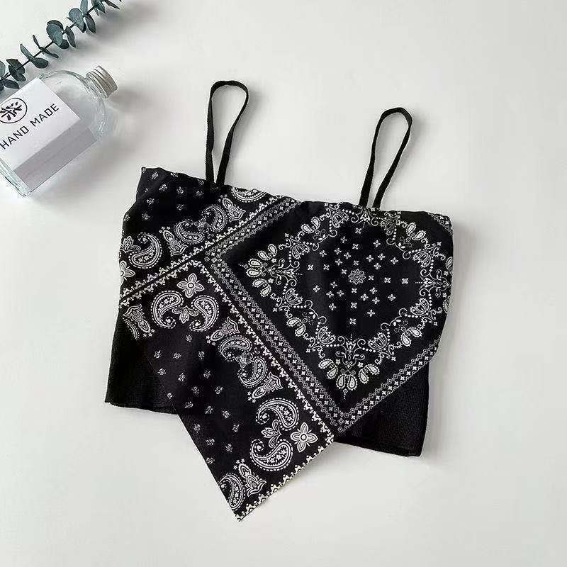 Tank Top Bra Ethnic Style Flower Ice Silk WUT8131