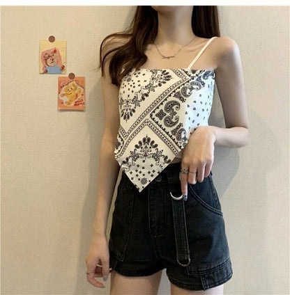 Tank Top Bra Ethnic Style Flower Ice Silk WUT8131
