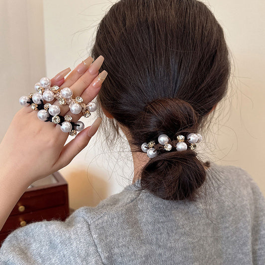 Hair Band Ponytail Holder Elastic Rope Pearl XDF1347