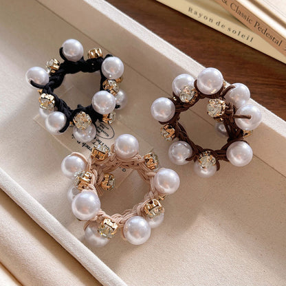 Hair Band Ponytail Holder Elastic Rope Pearl XDF1347