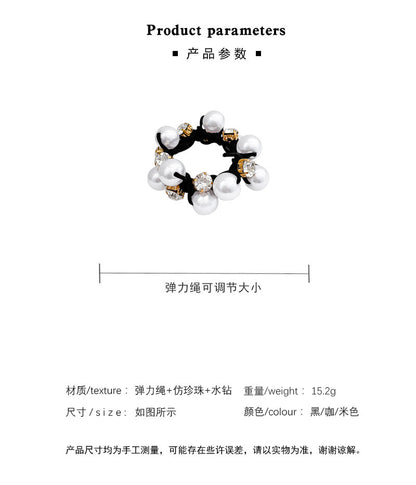 Hair Band Ponytail Holder Elastic Rope Pearl XDF1347