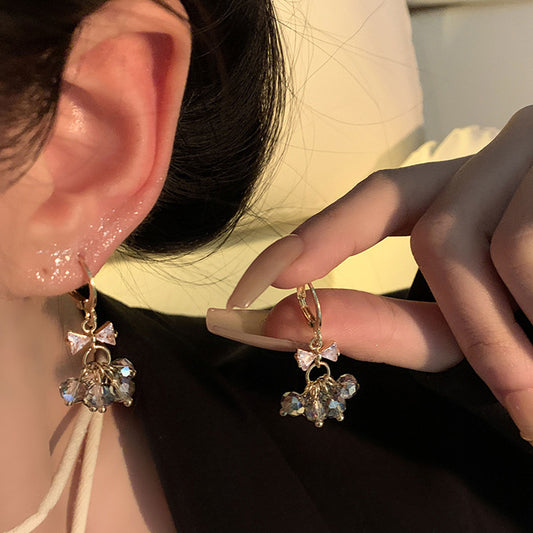 Earring Clip Unique Design Imitation Crystal Bow XEA0919