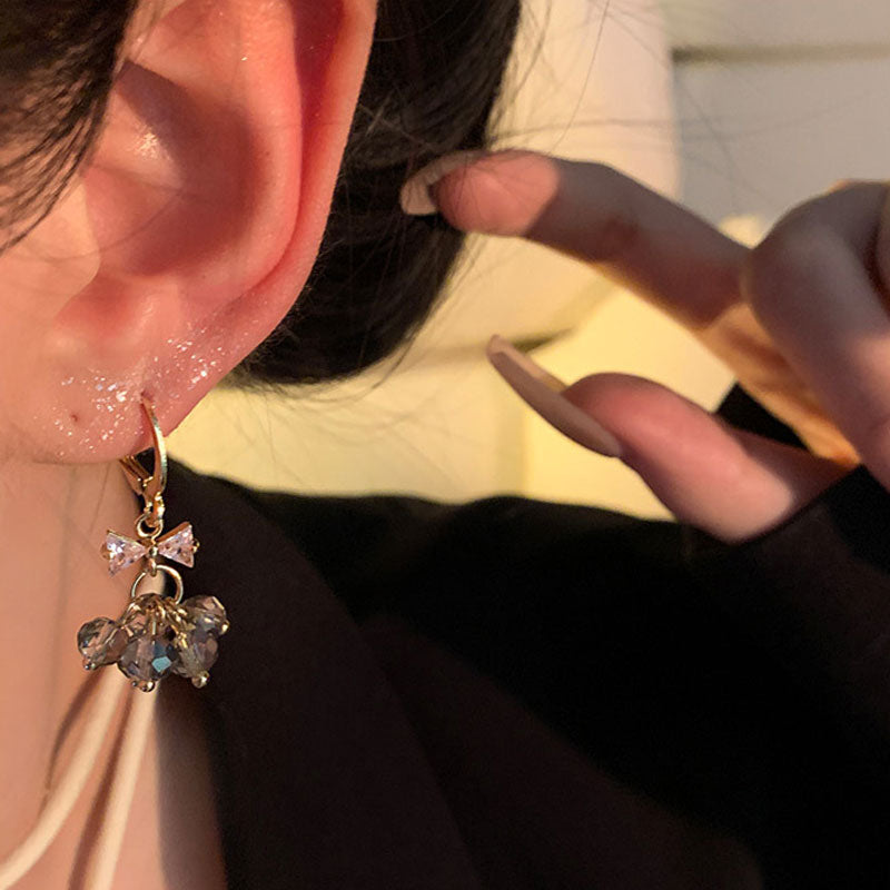 Earring Clip Unique Design Imitation Crystal Bow XEA0919