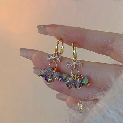 Earring Clip Unique Design Imitation Crystal Bow XEA0919