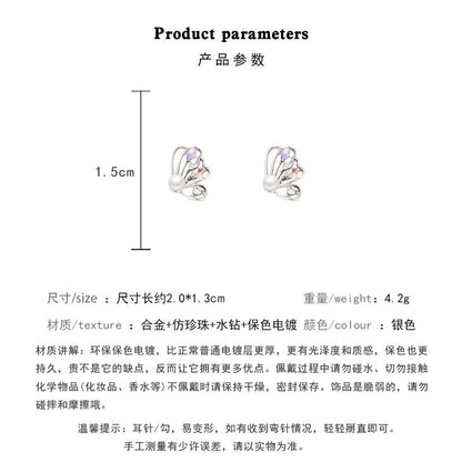 Earring Stud Exquisite Zircon Hollow Butterfly Pearl XEA0939