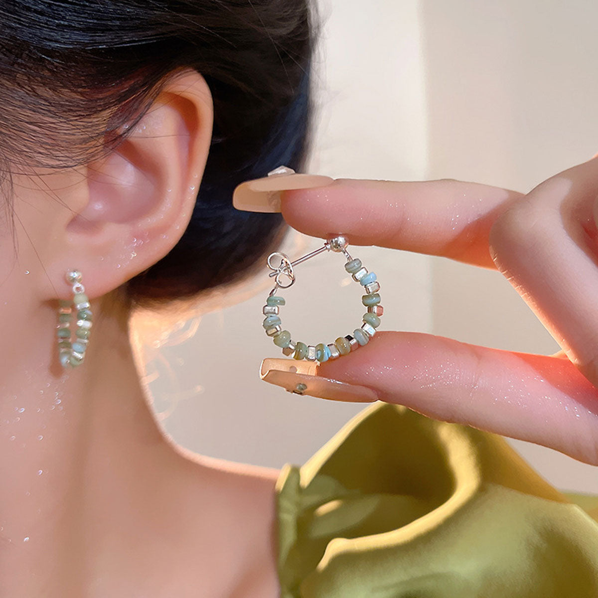 Earring Stud Dopamine Colored Beaded XEA1158