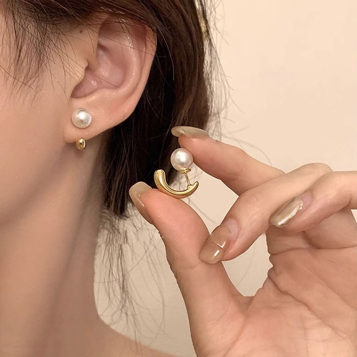 Earring Buckle Light Luxury Niche Cold Style Pearl XEA1248