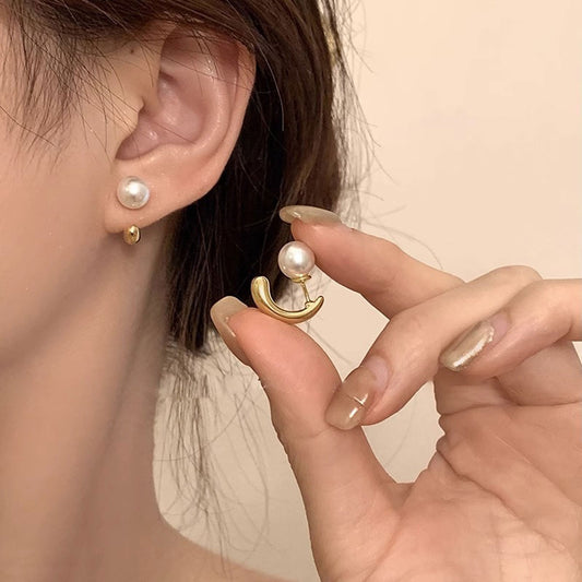 Earring Buckle Light Luxury Niche Cold Style Pearl XEA1248