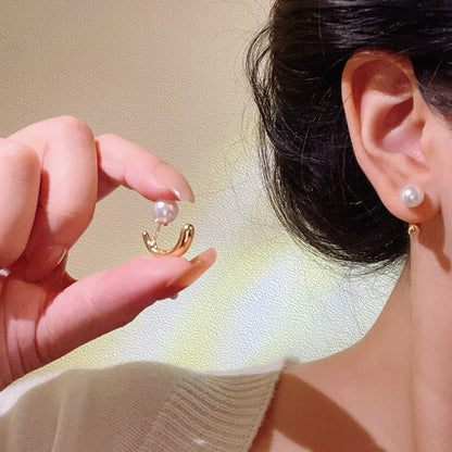 Earring Buckle Light Luxury Niche Cold Style Pearl XEA1248