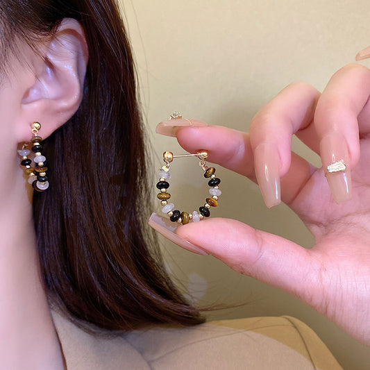 Earring Stud Maillard Style Colorful Beaded XEA1256